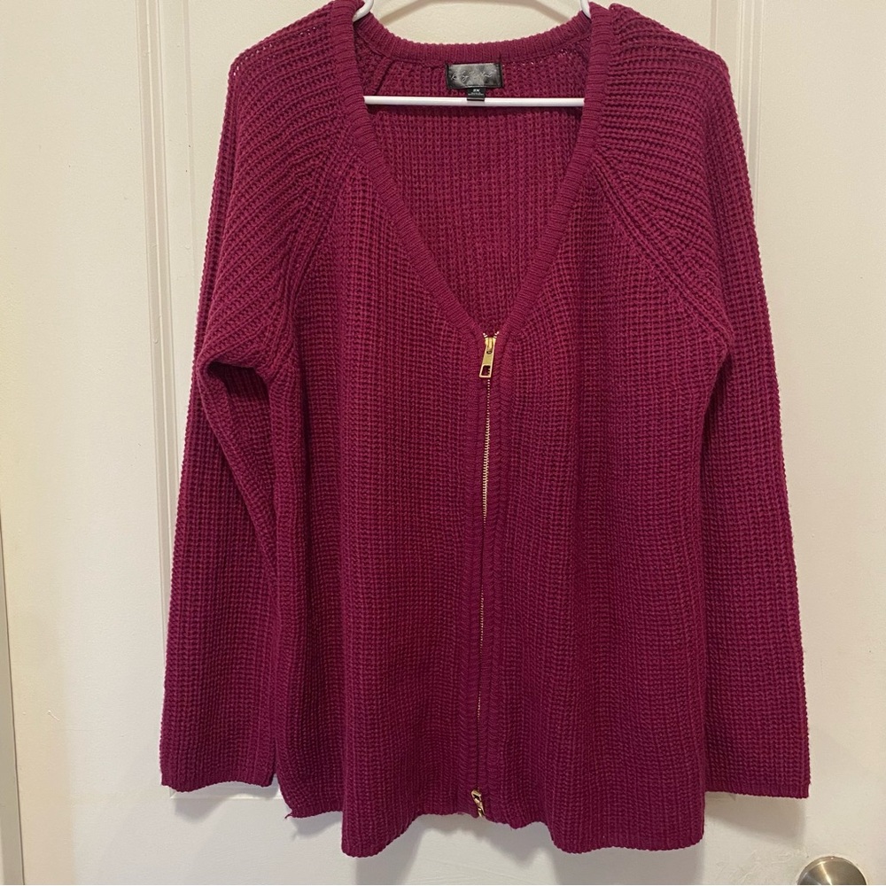 Say What? Burgundy Zip-Up Cardigan